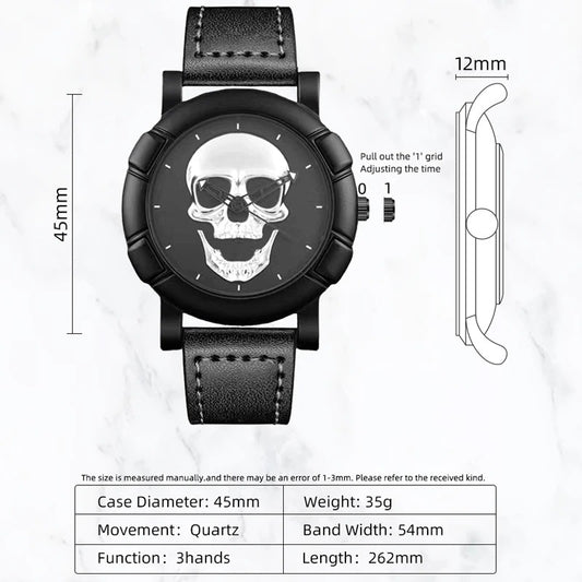 3D Skull Leather Watch