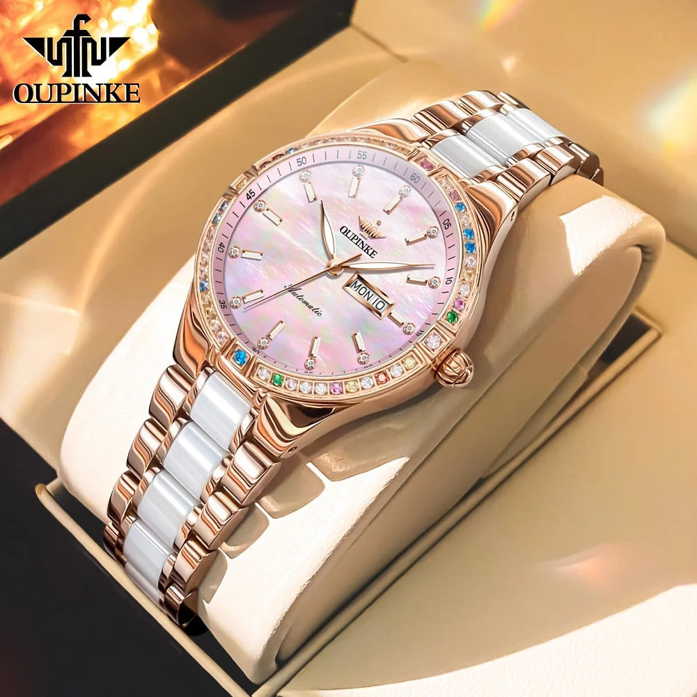 OUPINKE Diamond Bezel Watch