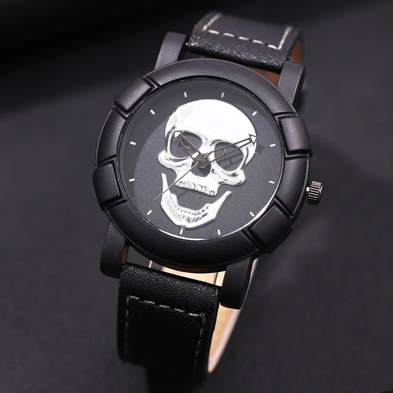 3D Skull Leather Watch