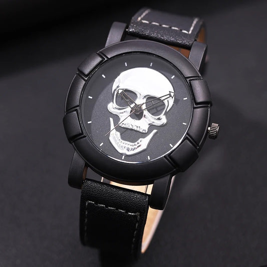 3D Skull Leather Watch