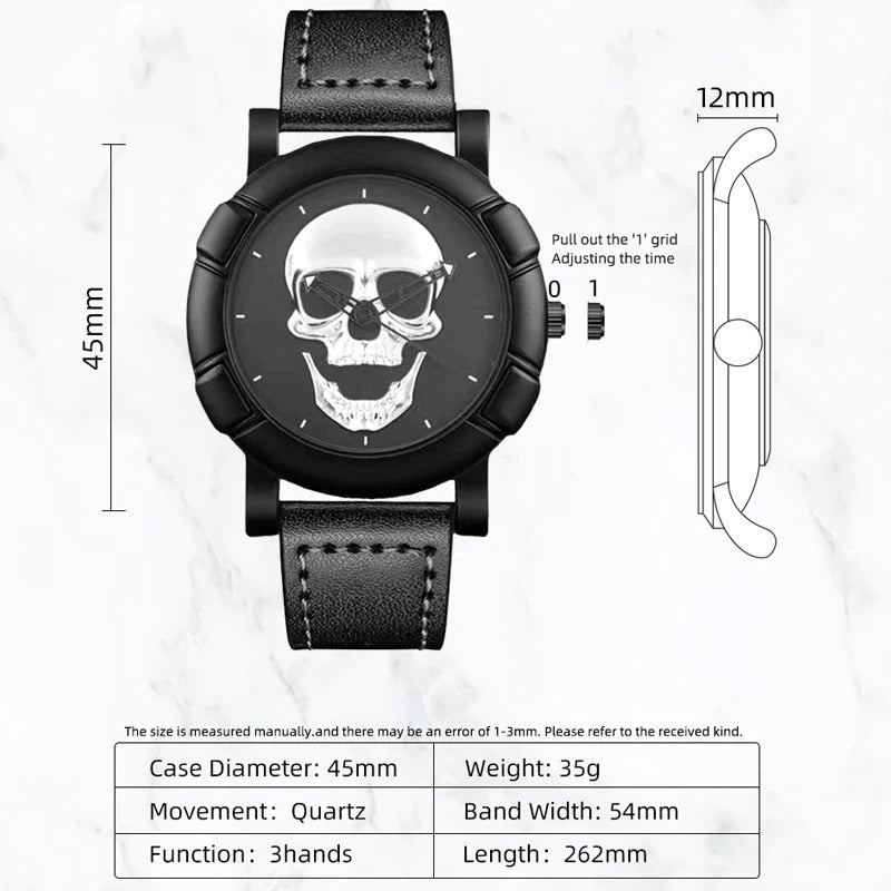 3D Skull Leather Watch