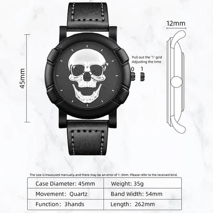 3D Skull Leather Watch