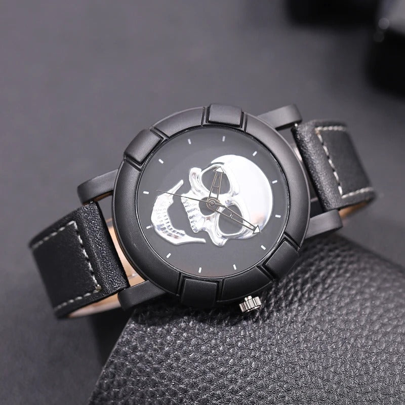 3D Skull Leather Watch