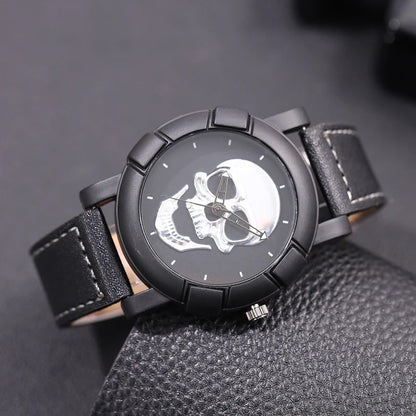 3D Skull Leather Watch