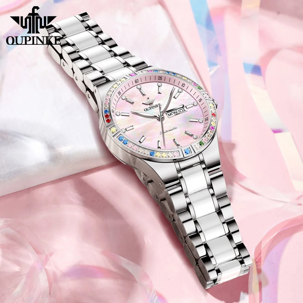 OUPINKE Diamond Bezel Watch
