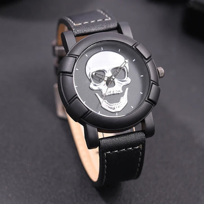 3D Skull Leather Watch