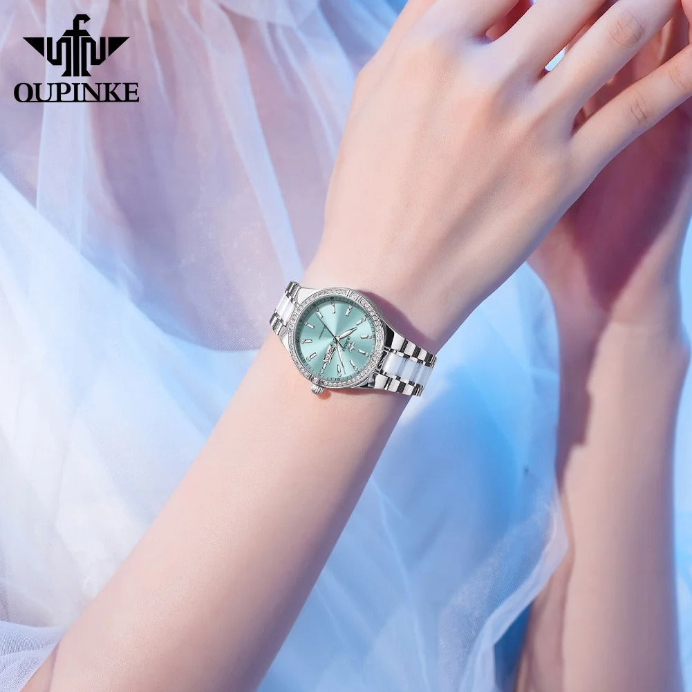 OUPINKE Diamond Bezel Watch