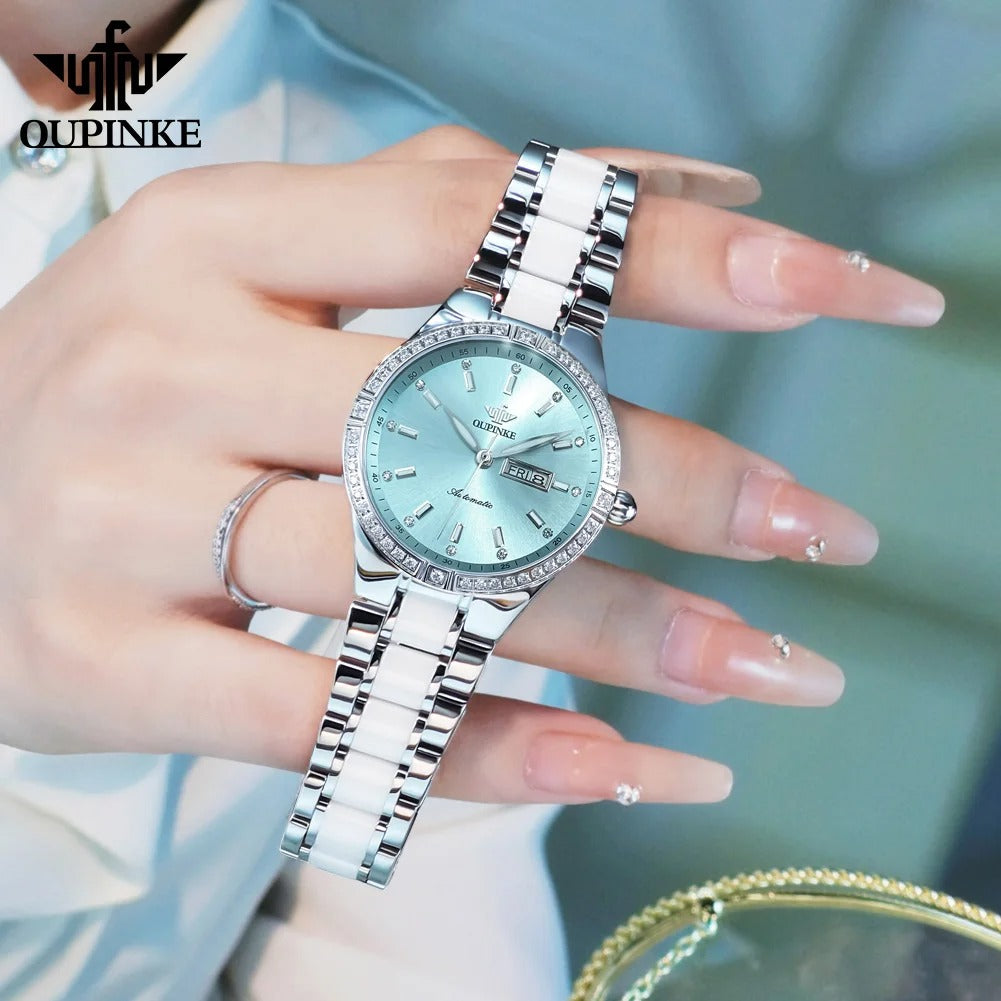 OUPINKE Diamond Bezel Watch