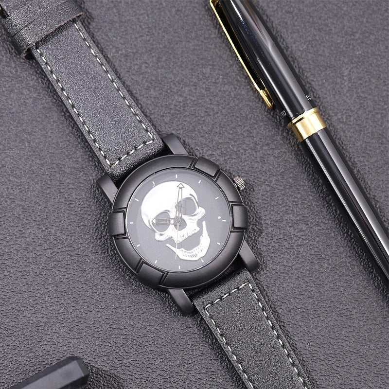 3D Skull Leather Watch