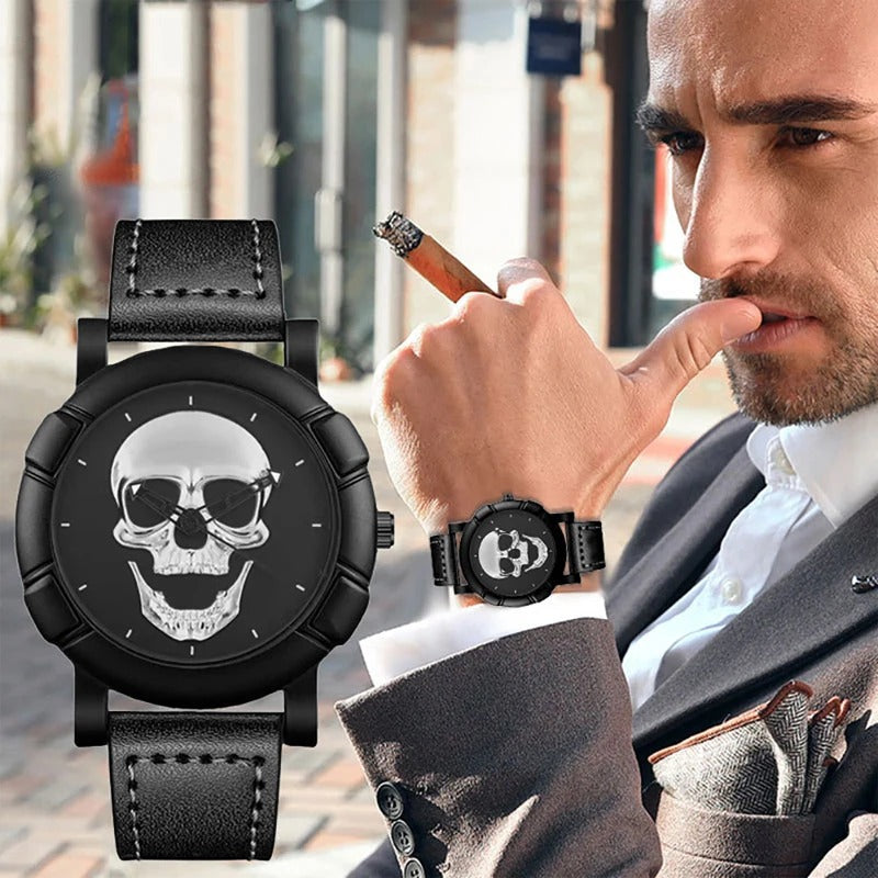 3D Skull Leather Watch