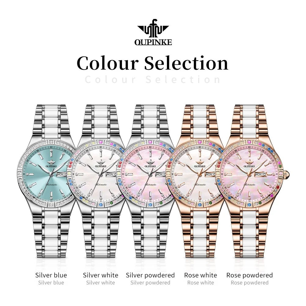 OUPINKE Diamond Bezel Watch