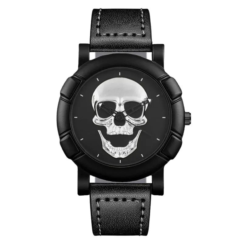 3D Skull Leather Watch