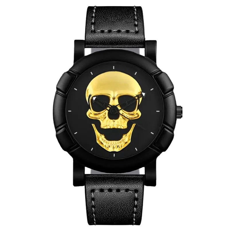 3D Skull Leather Watch